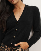 Veronica Beard Solene Brushed Cashmere Cardigan - Black