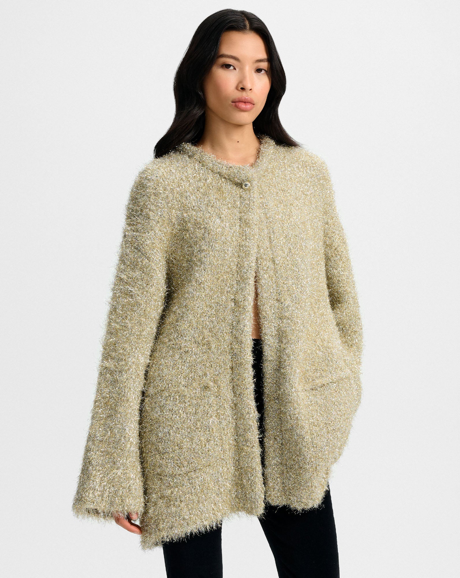 Rozan Metallic Knit Jacket in Gold | Veronica Beard