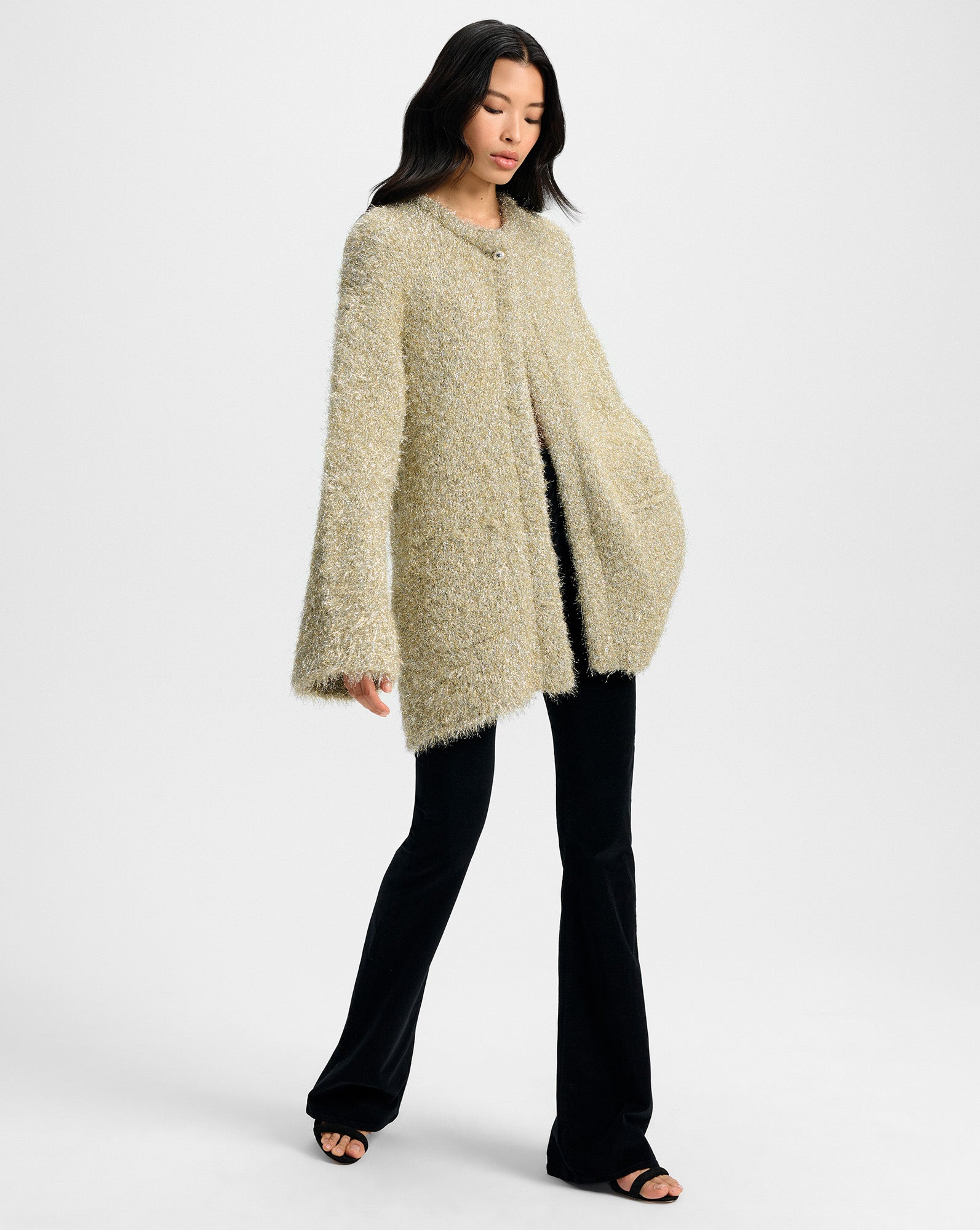 Rozan Metallic Knit Jacket in Gold | Veronica Beard