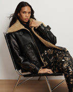 Veronica Beard Danika Shearling Jacket - Shiny Black