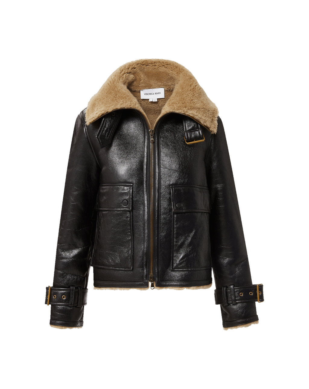 Veronica Beard Danika Shearling Jacket Shiny Black
