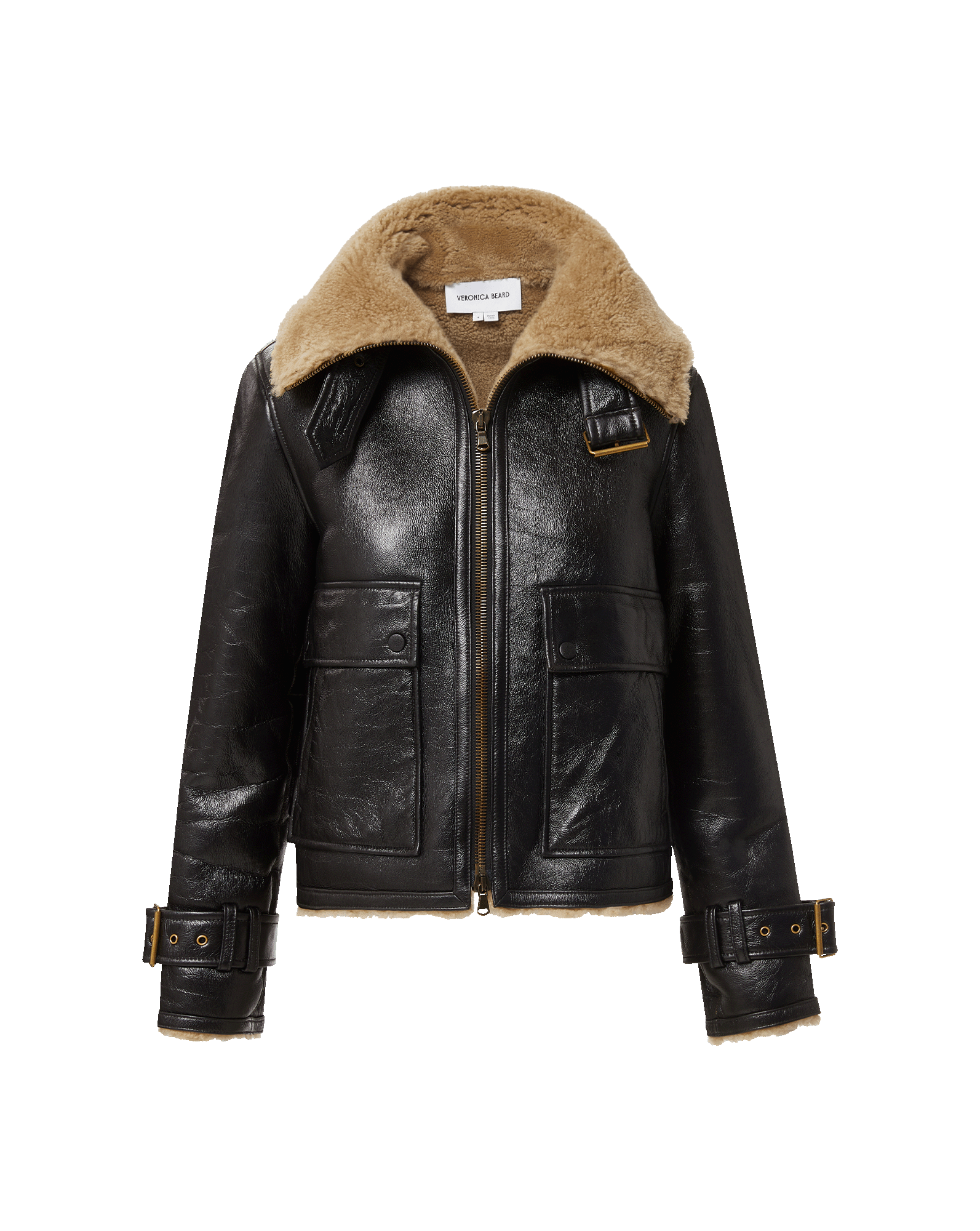 Veronica Beard Danika Shearling Jacket Shiny Black
