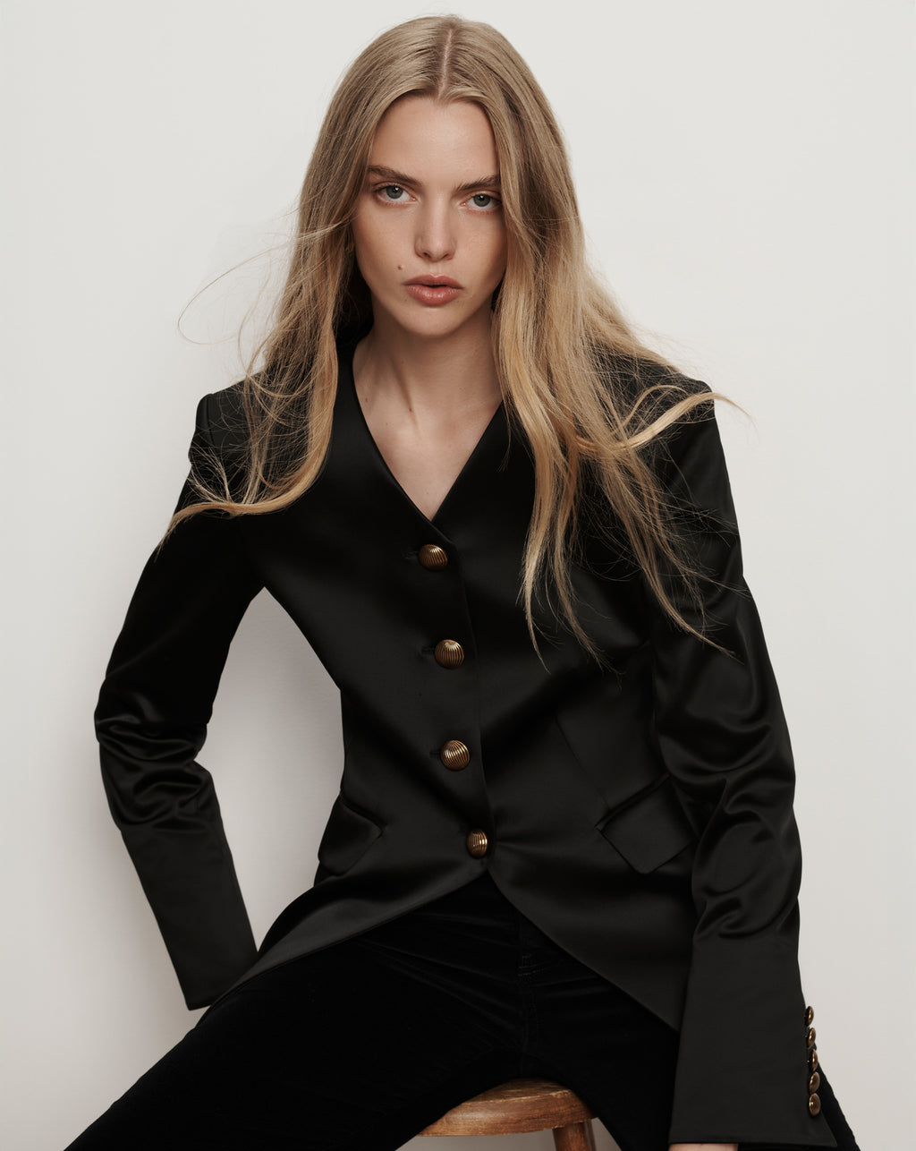 Veronica Beard Cynthia Satin Tailored Jacket - Black