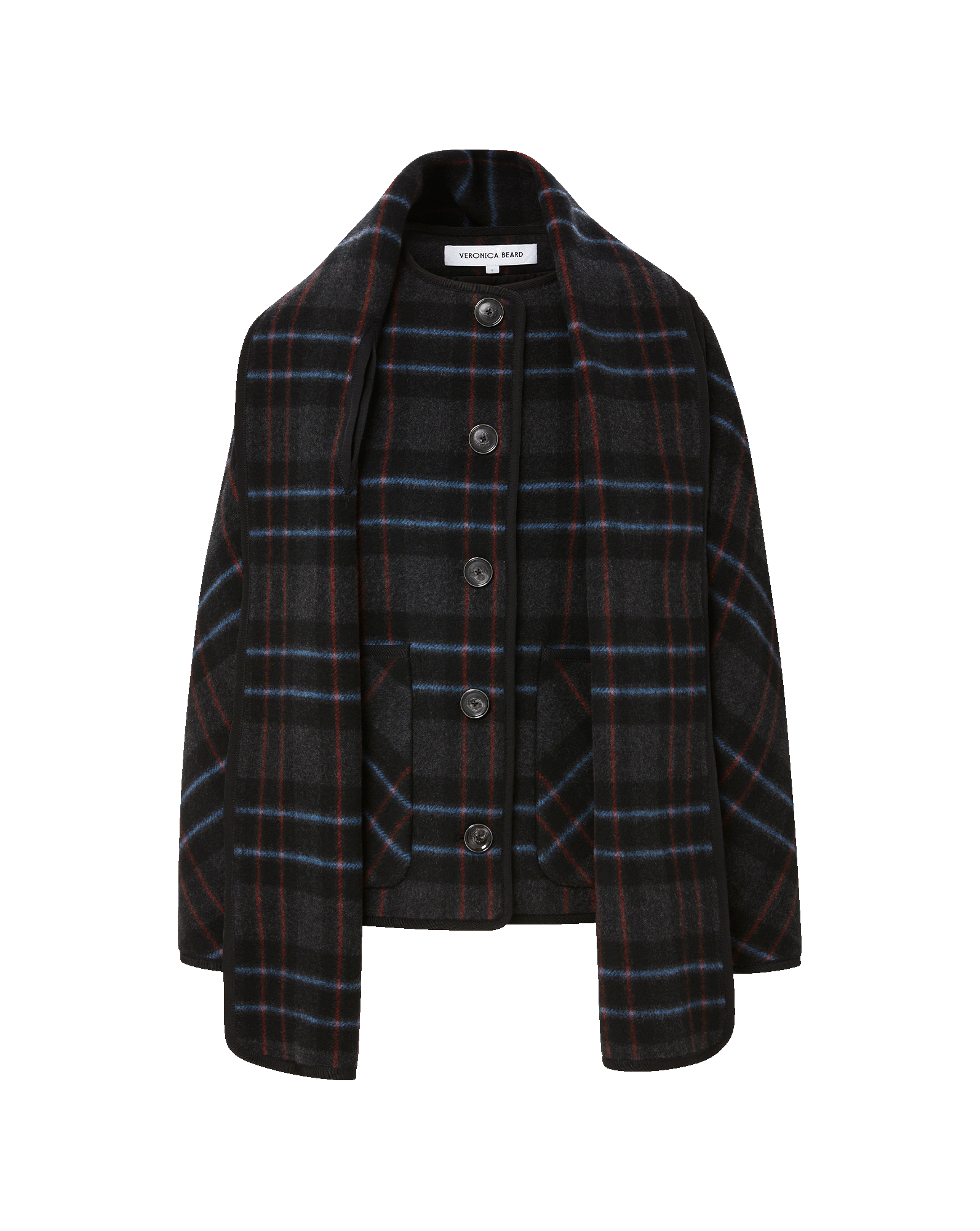 Veronica Beard Martine Dickey Scarf Coat Black Multi
