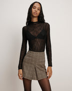 Veronica Beard Pavaline Houndstooth Mini Skirt - Black Multi