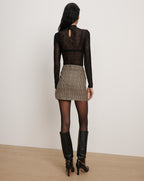 Veronica Beard Pavaline Houndstooth Mini Skirt - Black Multi