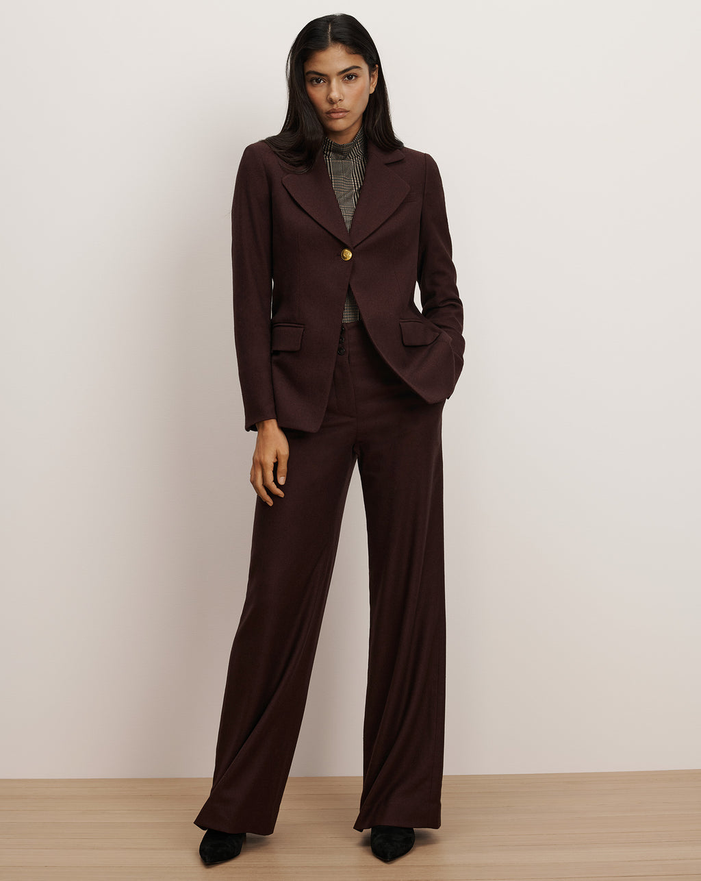 Veronica Beard Kessler Wool-Blend Dickey Jacket - Dark Currant Melange