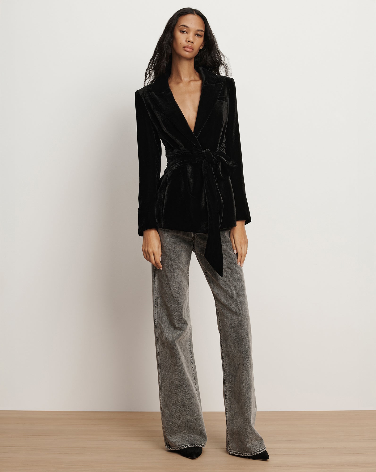 Issel Velvet Blazer in Black | Veronica Beard