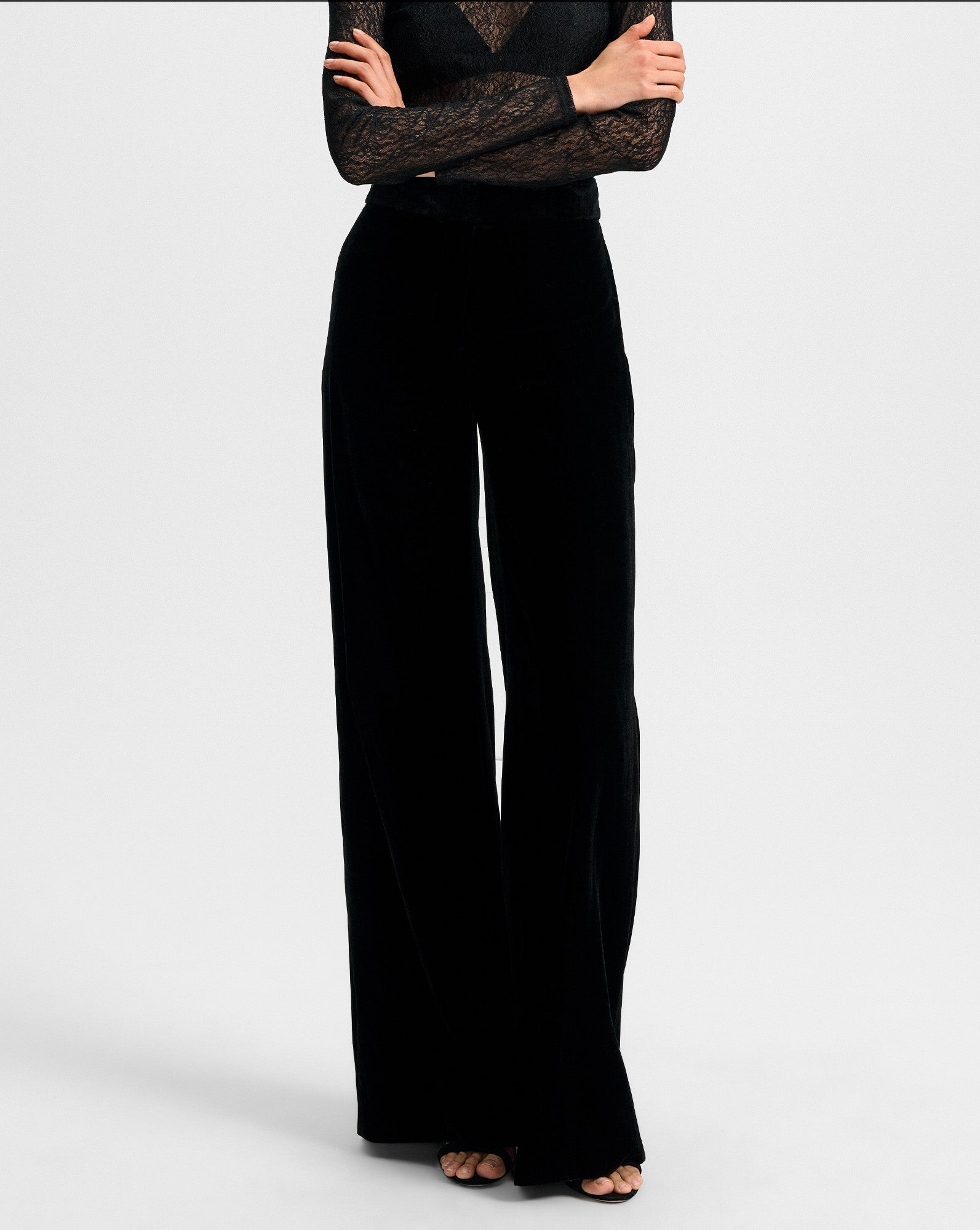 Alex Velvet Wide-Leg Pant in Black | Veronica Beard