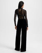 Veronica Beard Alex Velvet Wide-Leg Pant - Black