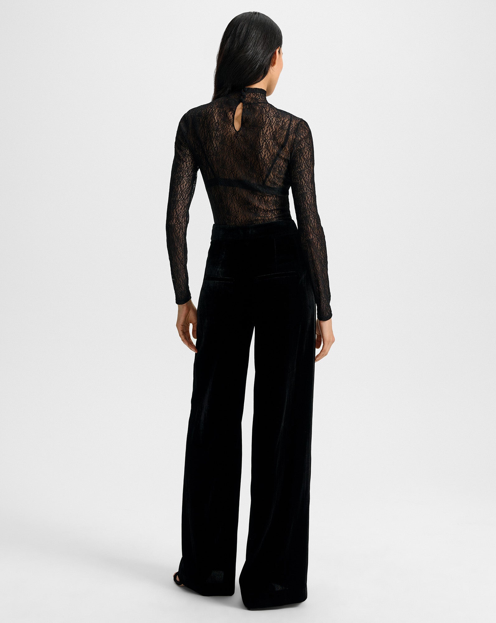 Veronica Beard Alex Velvet Wide-Leg Pant - Black