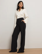Veronica Beard Tonelli Double-Waistband Pant - Black