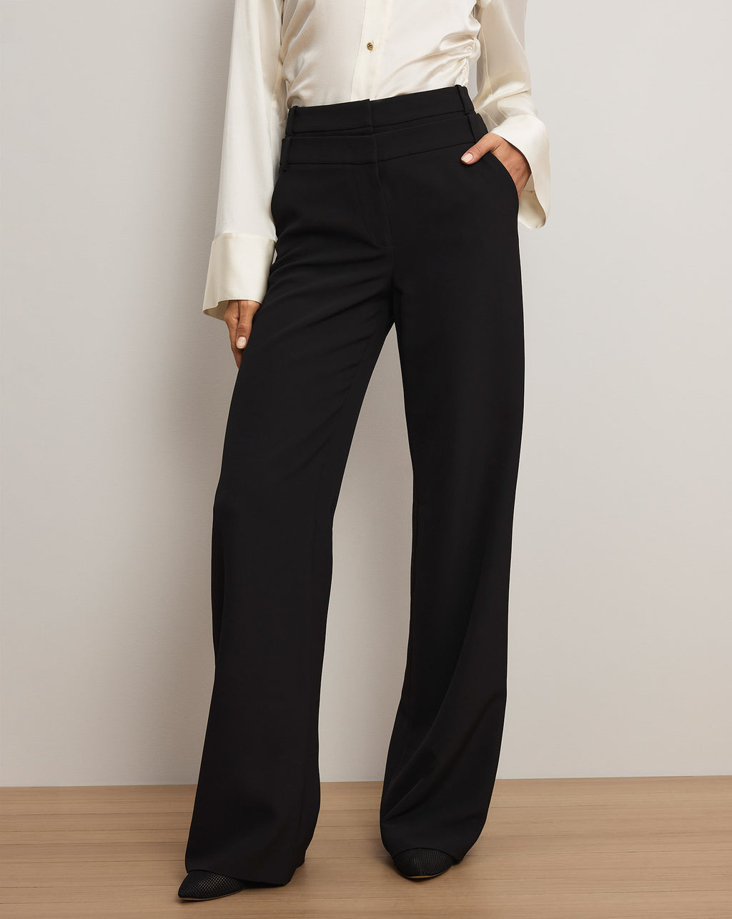 Veronica Beard Tonelli Double-Waistband Pant - Black