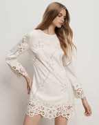 Veronica Beard Amberg Lace Mini Dress - Dove White