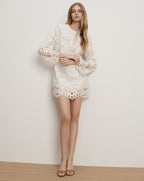 Veronica Beard Amberg Lace Mini Dress - Dove White