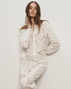 Veronica Beard Aderes Eyelet Button-Down Shirt - Dove White