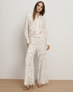 Veronica Beard Aderes Eyelet Button-Down Shirt - Dove White