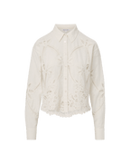 Veronica Beard Aderes Eyelet Button-Down Shirt - Dove White