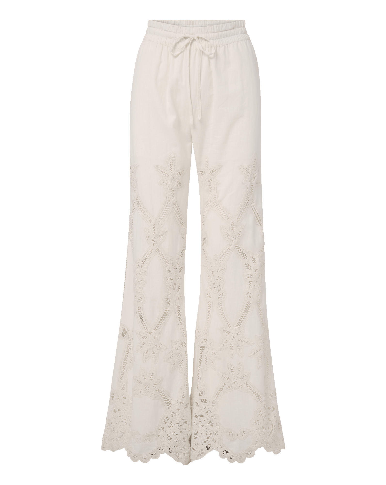 Daisy Wide-Leg Eyelet Pant in Off-White Dove White | Veronica Beard