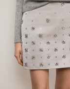 Veronica Beard Olenna Embellished Mini Skirt - Silver
