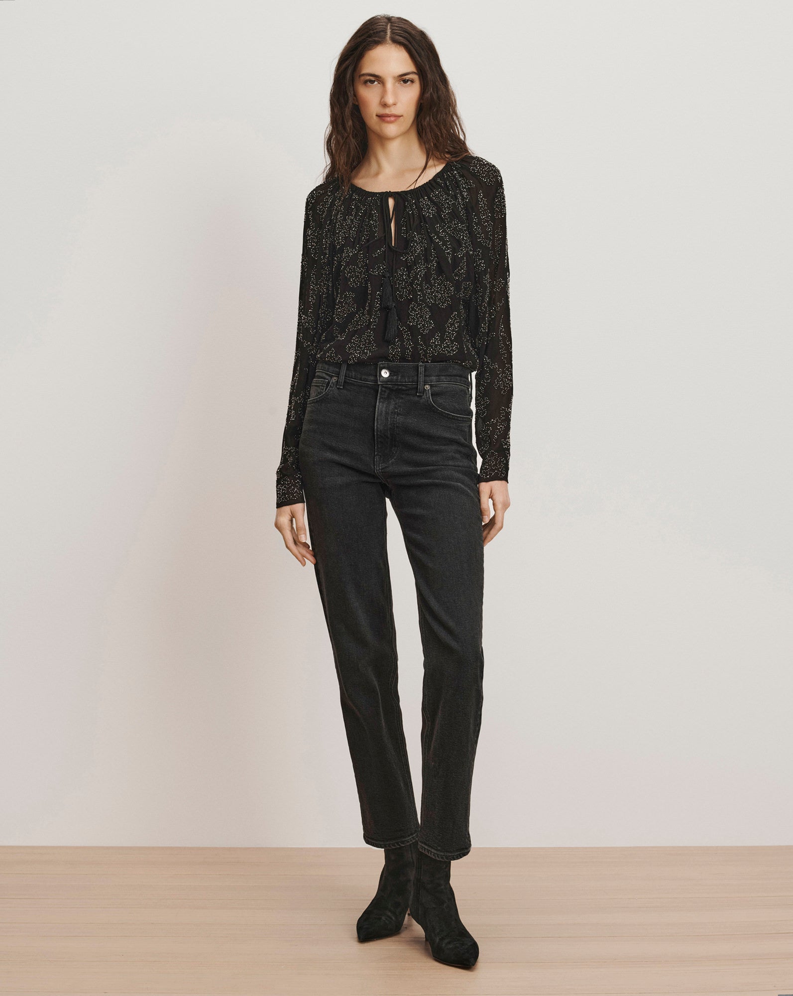 Veronica Beard Marlena Beaded Blouse - Black