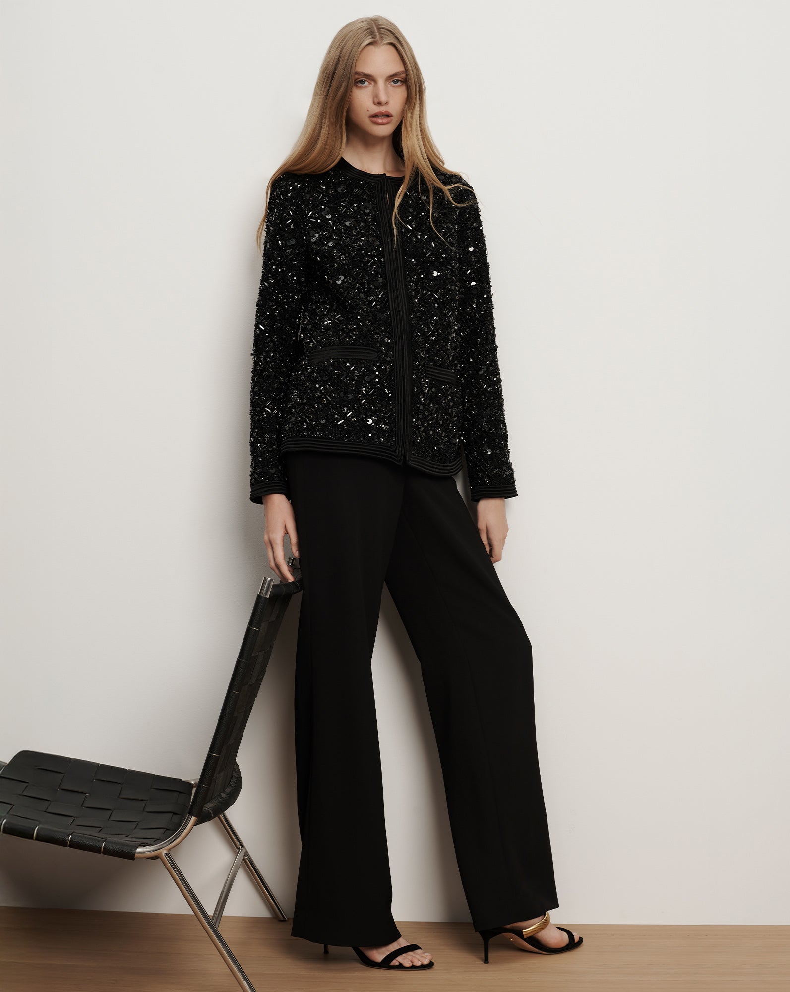 bibiy MEGAN LAME JACKET ブラック ラメ　ジャケット Rosine Sequin Embellished Jacket in Black | Veronica Beard