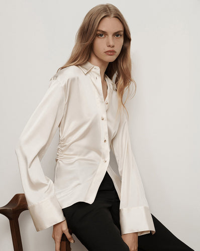 Veronica Beard Shiona Stretch-Silk Blouse | Dove White Veronica Beard Shiona Stretch-Silk Blouse | Dove White