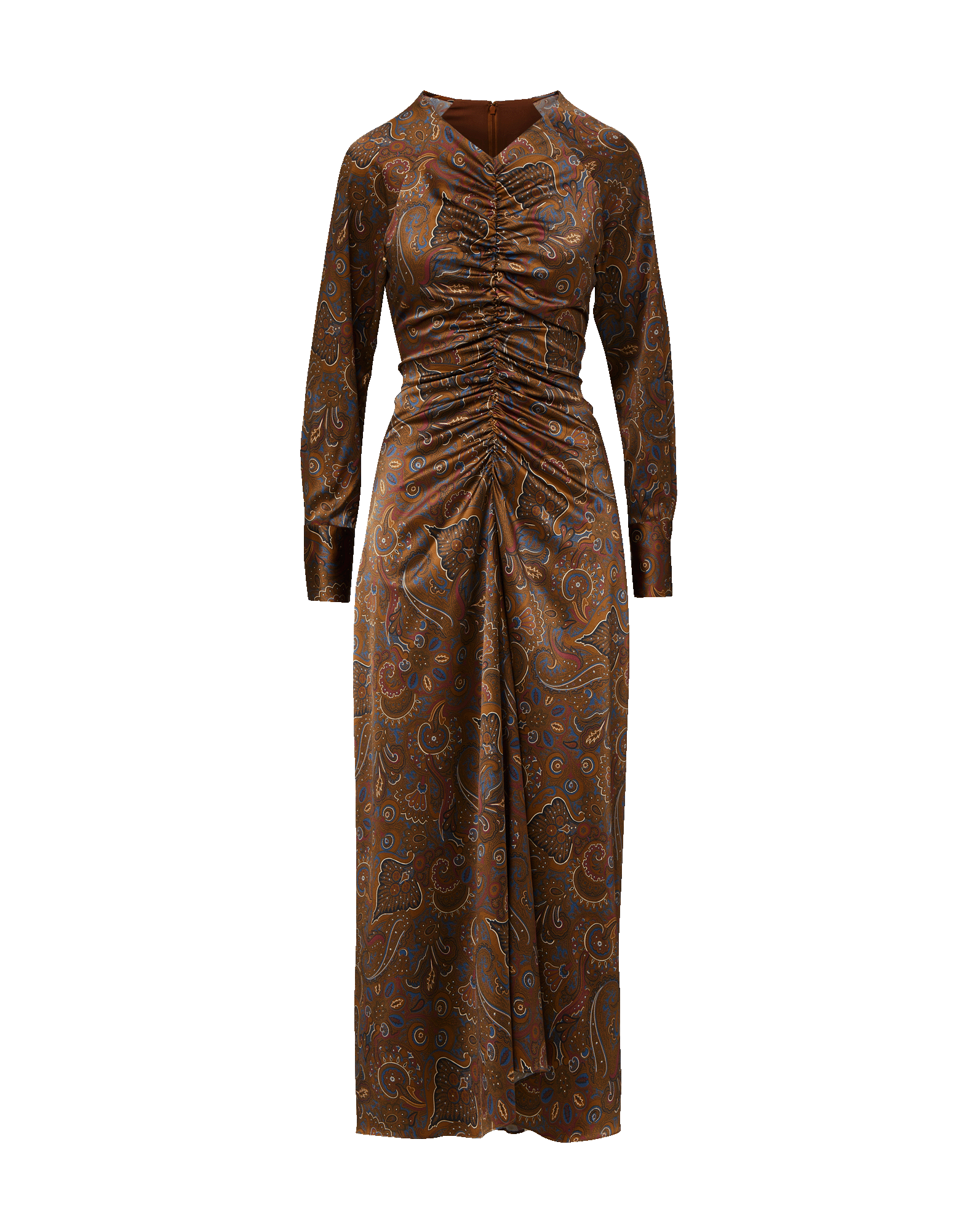 Veronica Beard Irma Stretch-Silk Midi Dress | Walnut Multi
