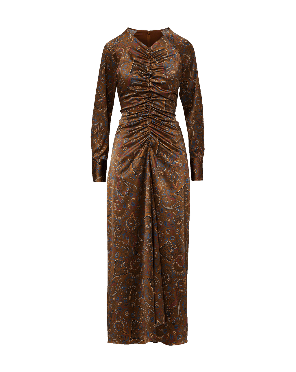 Veronica Beard Irma Stretch-Silk Midi Dress - Walnut Multi