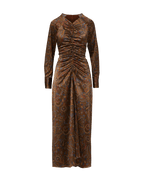 Veronica Beard Irma Stretch-Silk Midi Dress - Walnut Multi