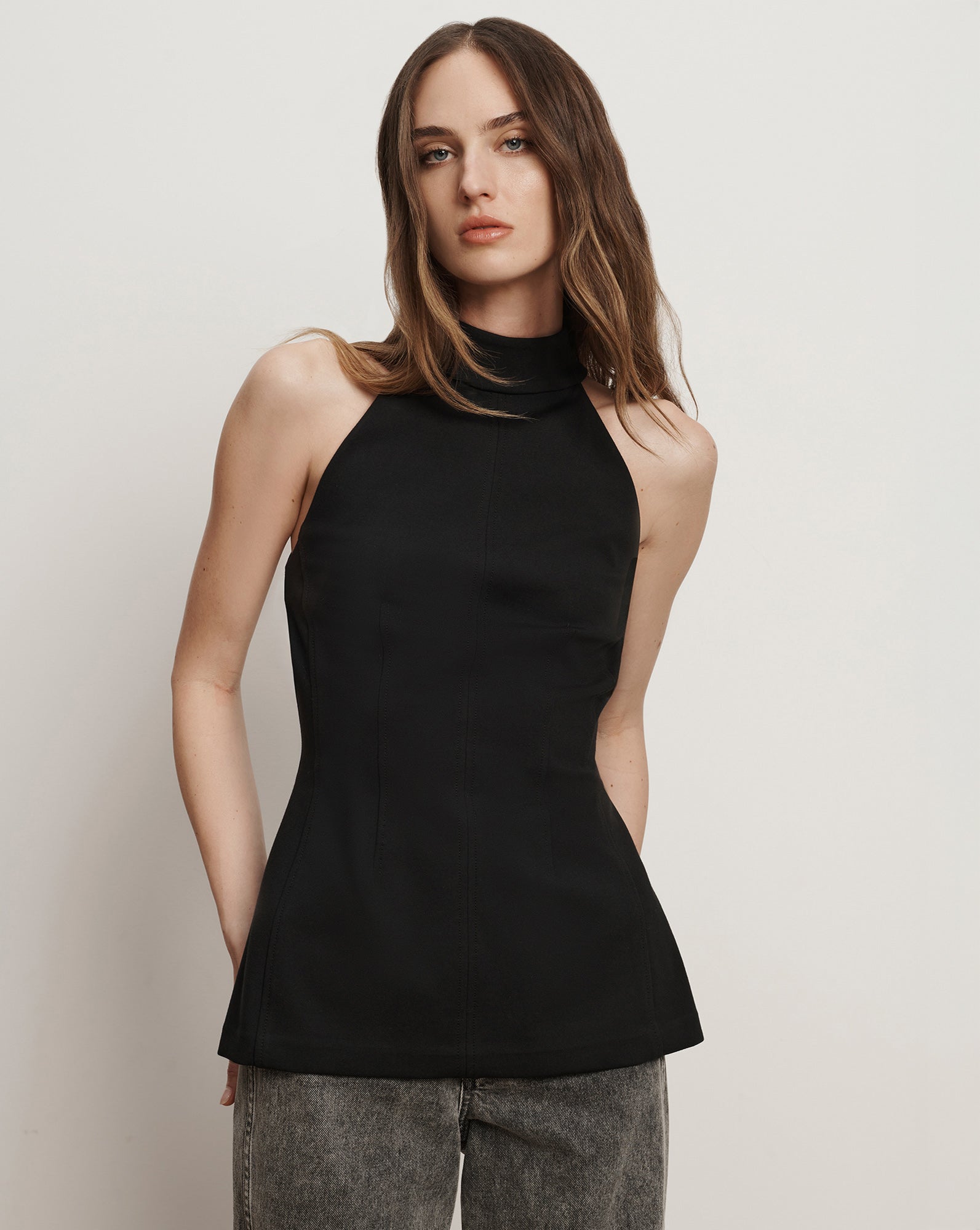Johanne Halter Top in Black | Veronica Beard