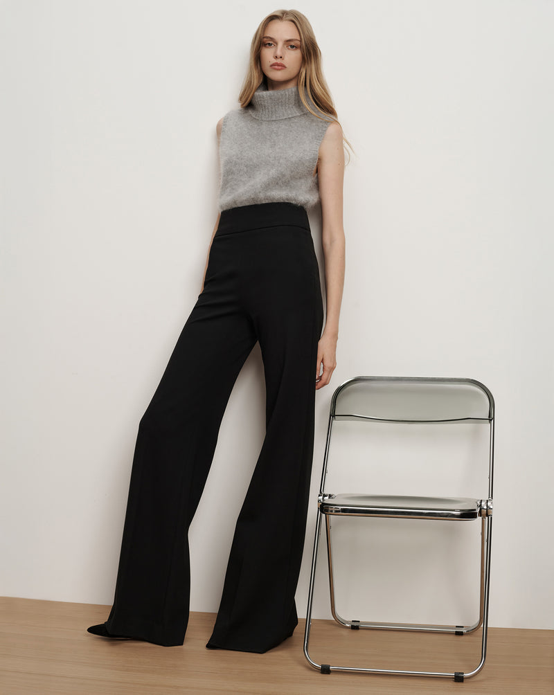 Veronica Beard Kalinda Wide-Leg Ponte Pant - Black