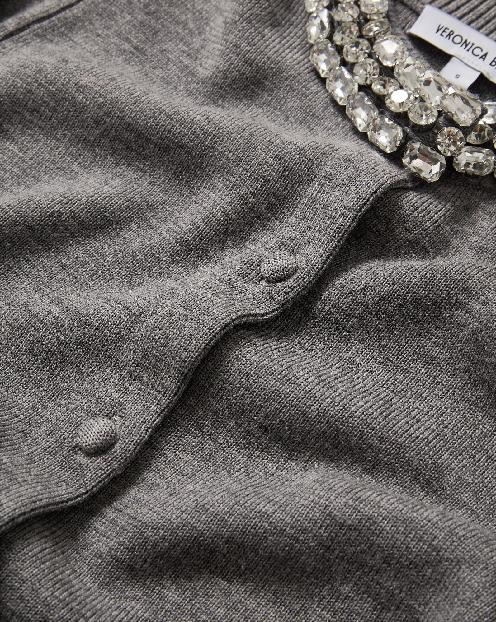 Daro Crystal Embellished Cardigan in Dark Heather Grey | Veronica