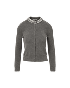 Veronica Beard Daro Embellished Cardigan Dark Heather Grey
