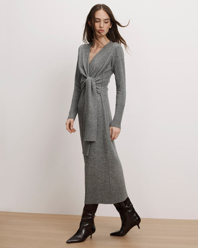 Veronica Beard Salomez Wrap Midi Dress - Medium Heather Grey - Xs Veronica Beard Salomez Wrap Midi Dress - Medium Heather Grey - Xs