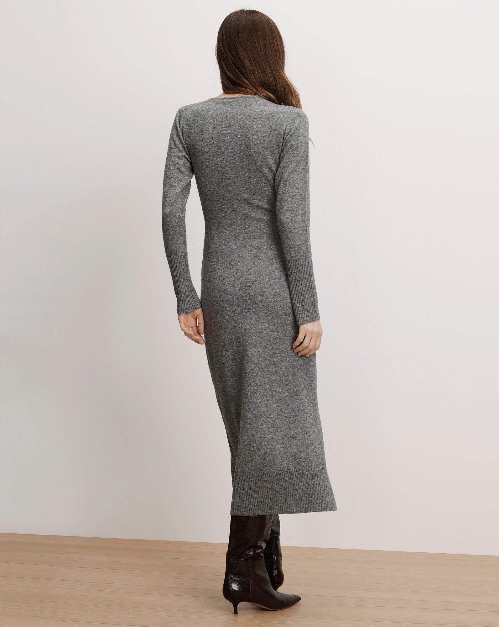 Salomez Wrap Midi Dress in Medium Heather Grey | Veronica Beard