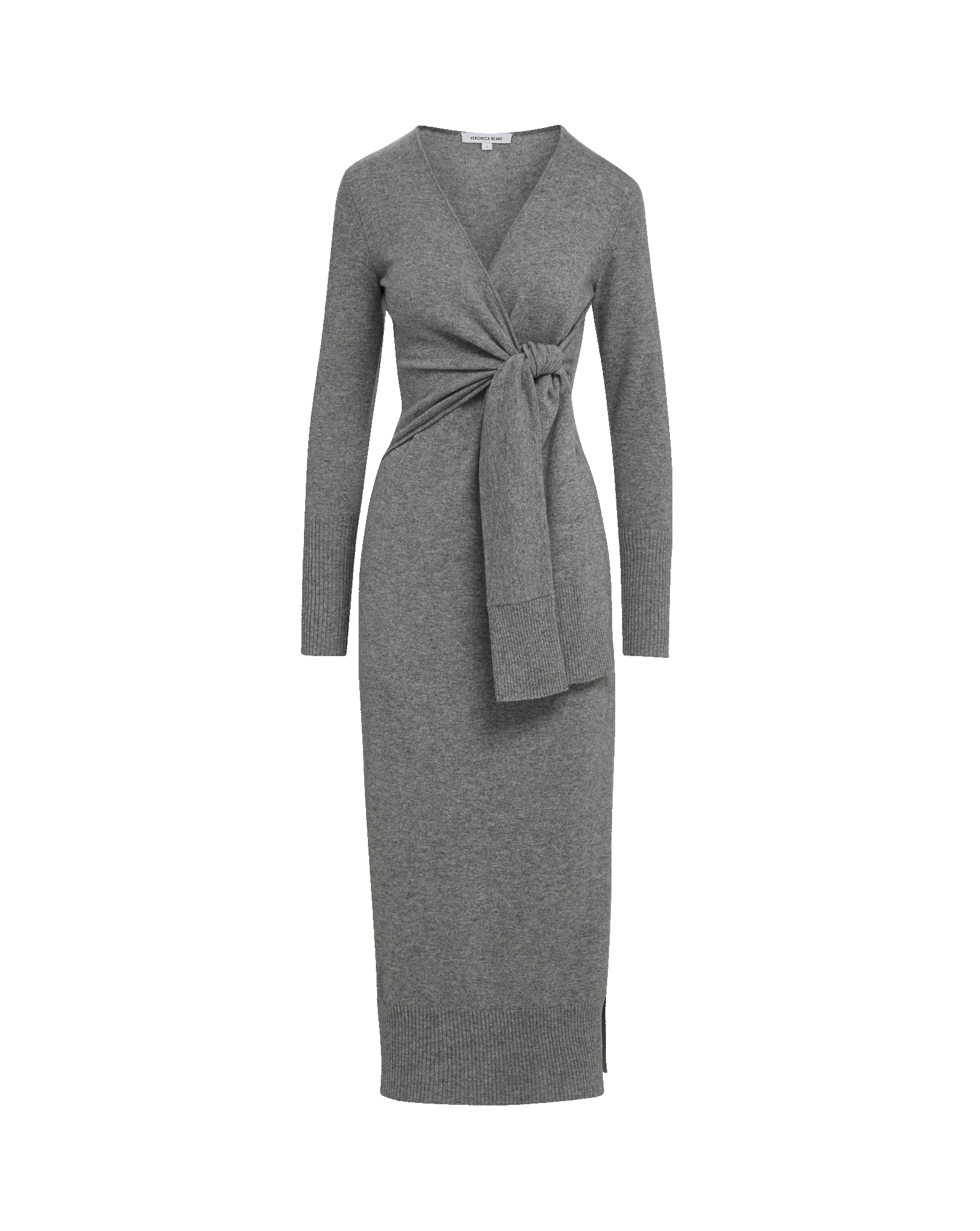 Salomez Wrap Midi Dress in Medium Heather Grey | Veronica Beard