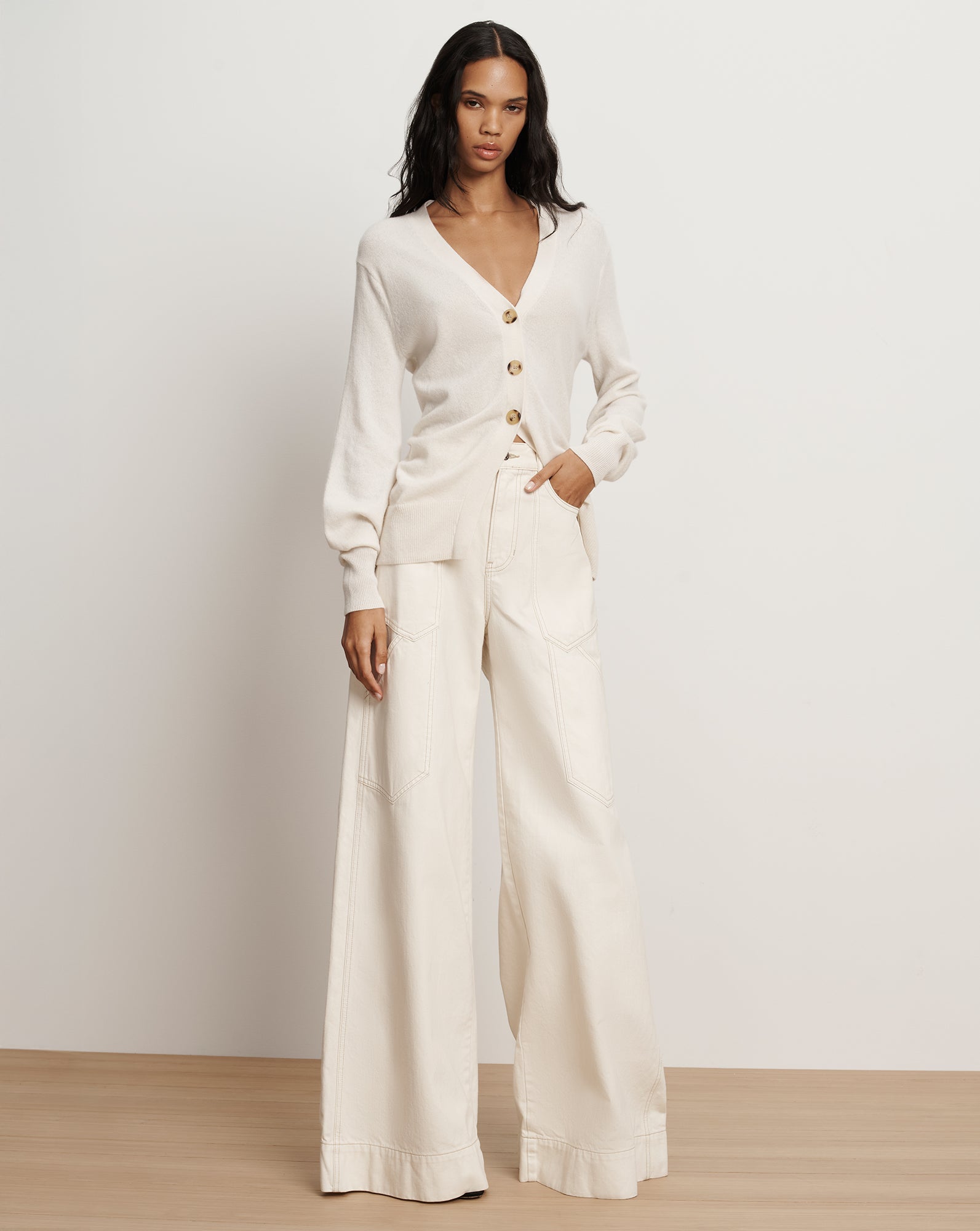 Veronica Beard Lamotte Cashmere Cardigan - Ivory