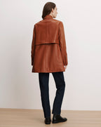 Veronica Beard Liora Leather Utility Dickey Coat - Red Oak