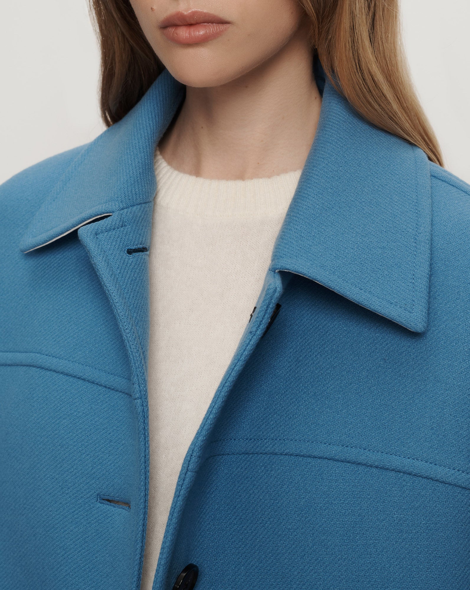 Laurent Cocoon Dickey Twill Coat in Blue Jasper | Veronica Beard