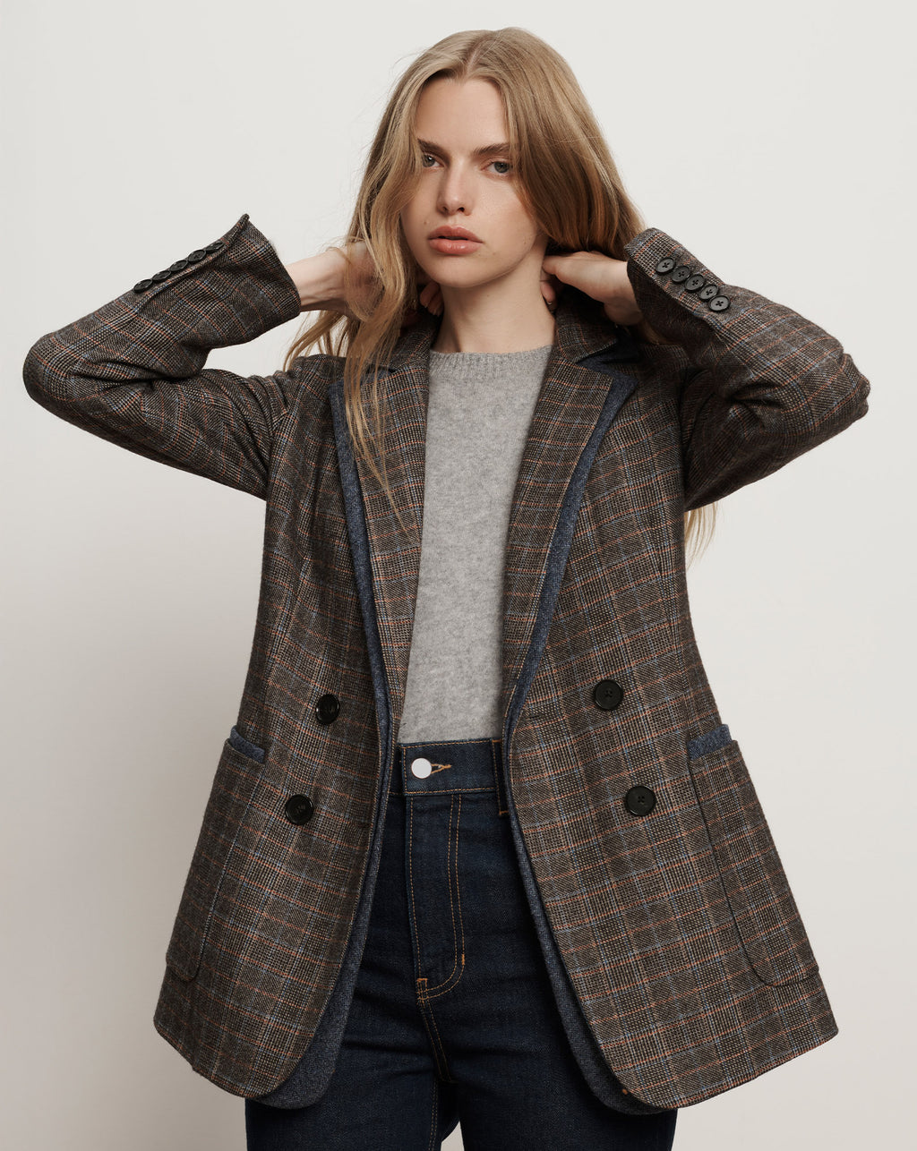 Veronica Beard Hedi Plaid Dickey Jacket - Charcoal Multi