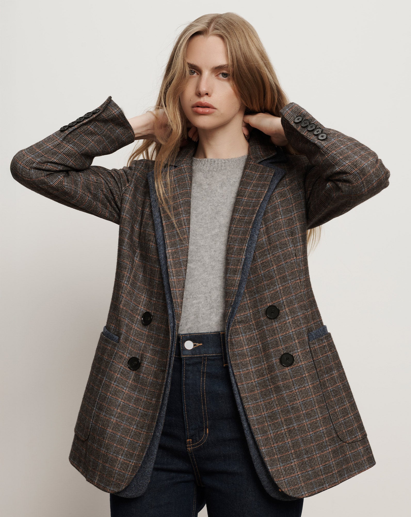 Veronica Beard Hedi Plaid Dickey Jacket - Charcoal Multi