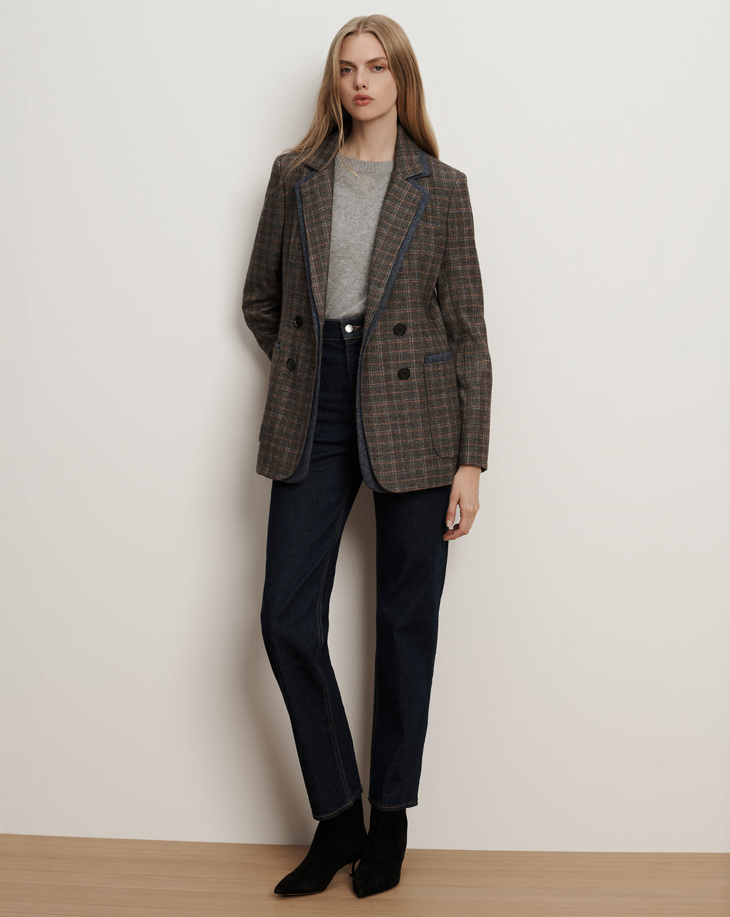Veronica Beard Hedi Plaid Dickey Jacket - Charcoal Multi