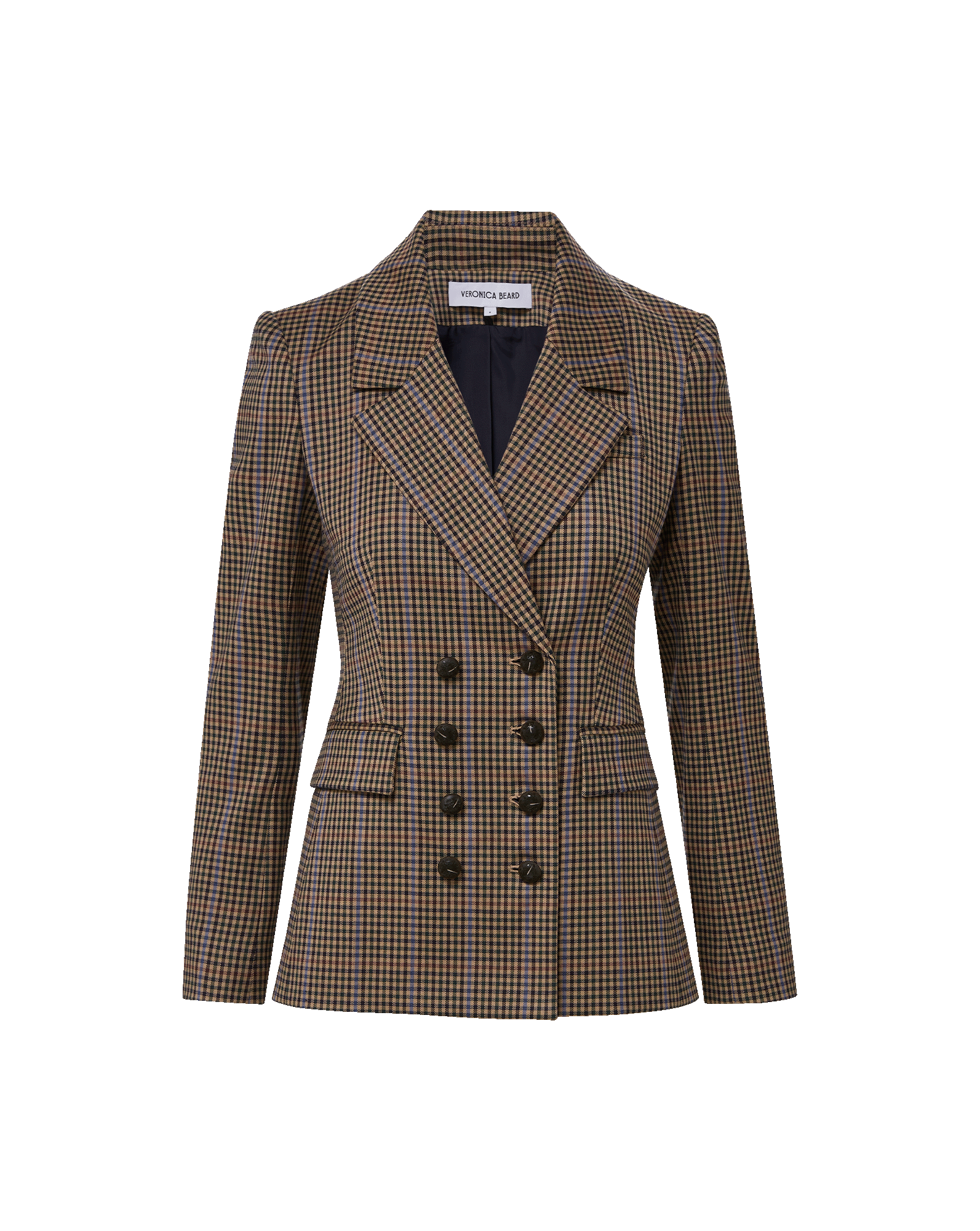 Claude Dickey Double-Breasted Jacket in Brown Houndstooth Russet