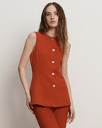 Veronica Beard Jessup Tailored Vest - Carnelian Red