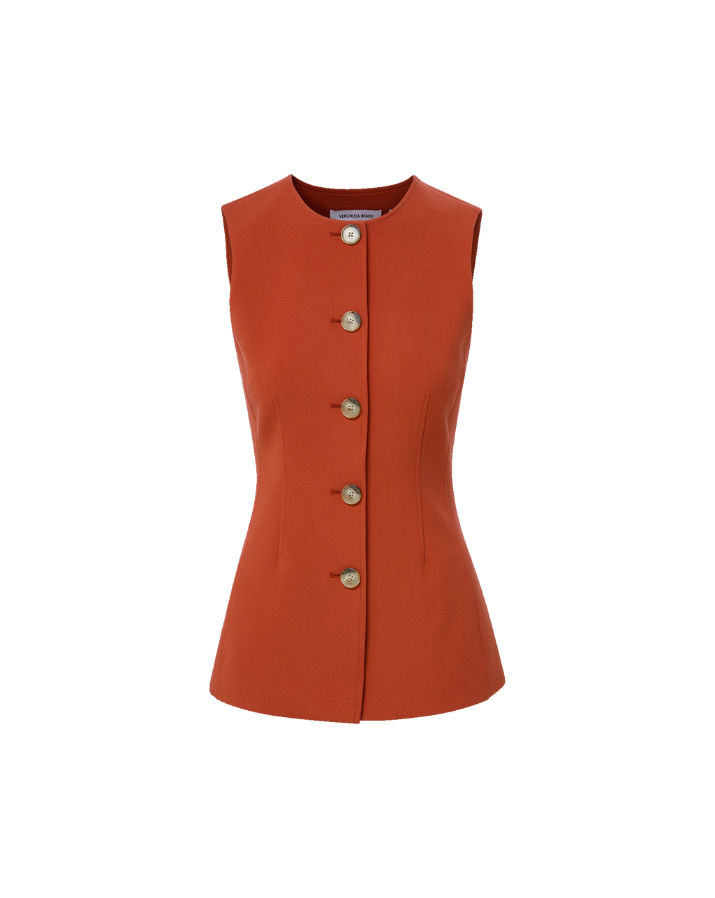 Jessup Tailored Sleeveless Vest in Carnelian Red | Veronica Beard