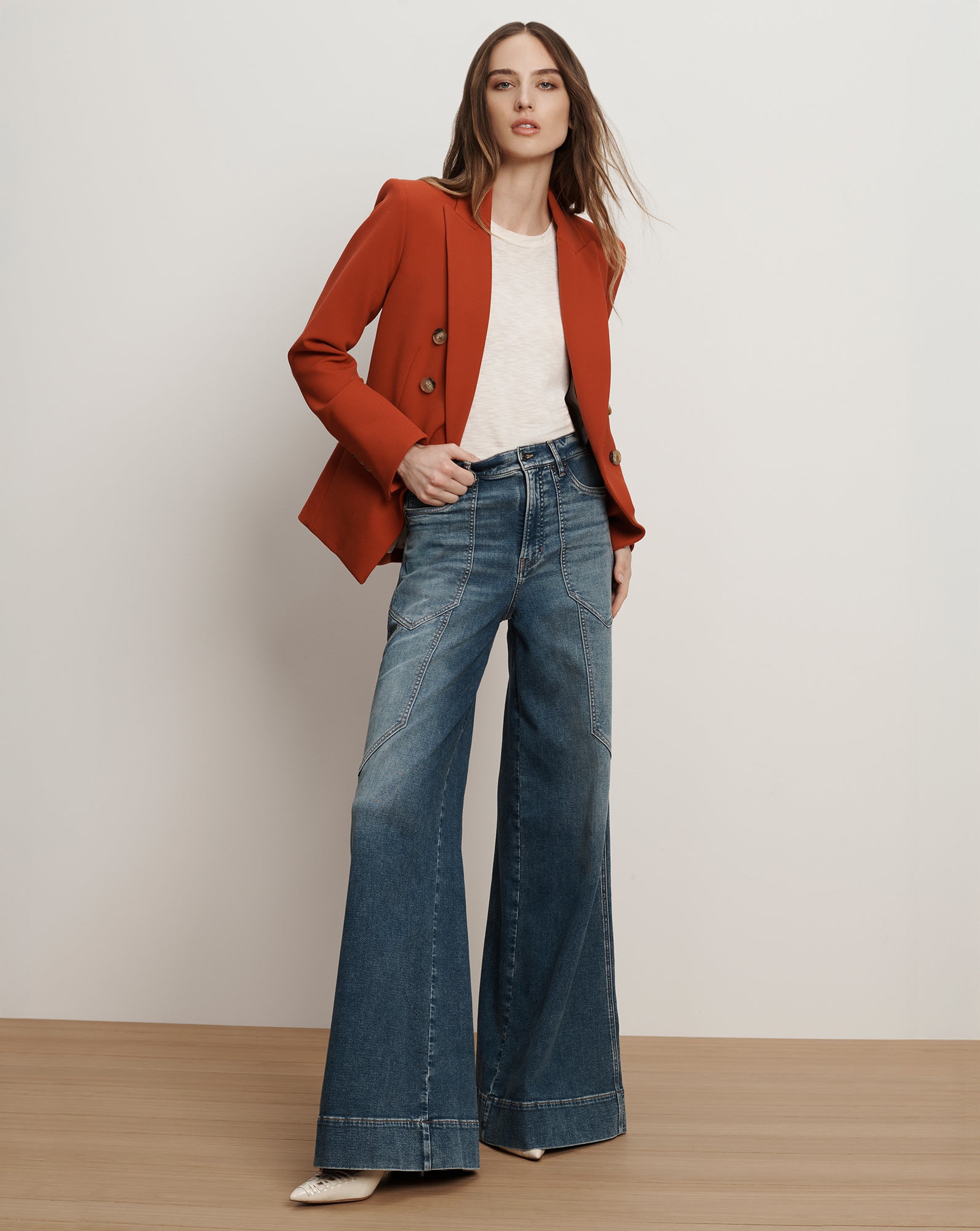 Miller Dickey Double-Breasted Jacket in Carnelian Red | Veronica Beard