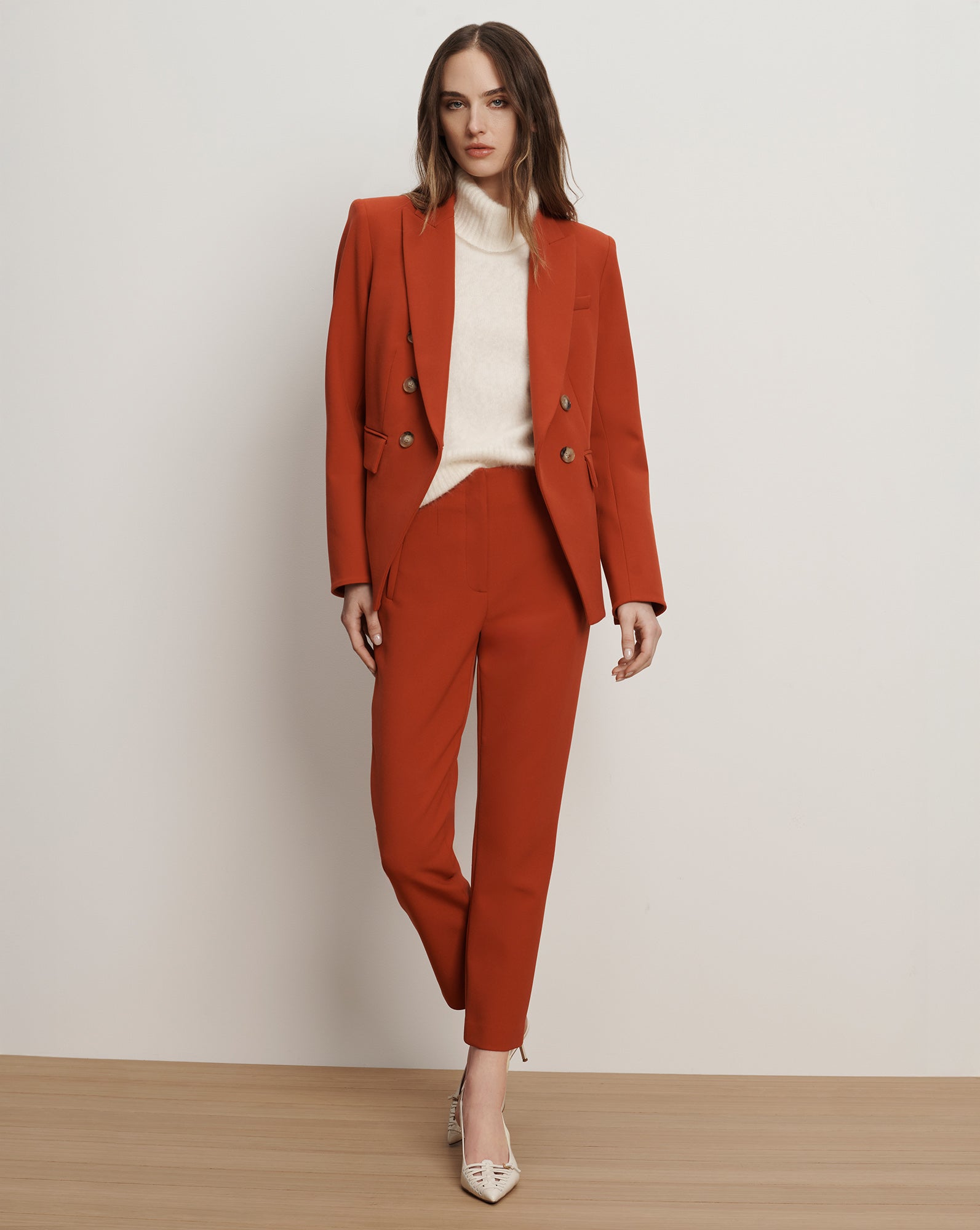 Miller Dickey Double-Breasted Jacket in Carnelian Red | Veronica Beard