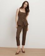 Veronica Beard Liana Button-Up Vest - Walnut