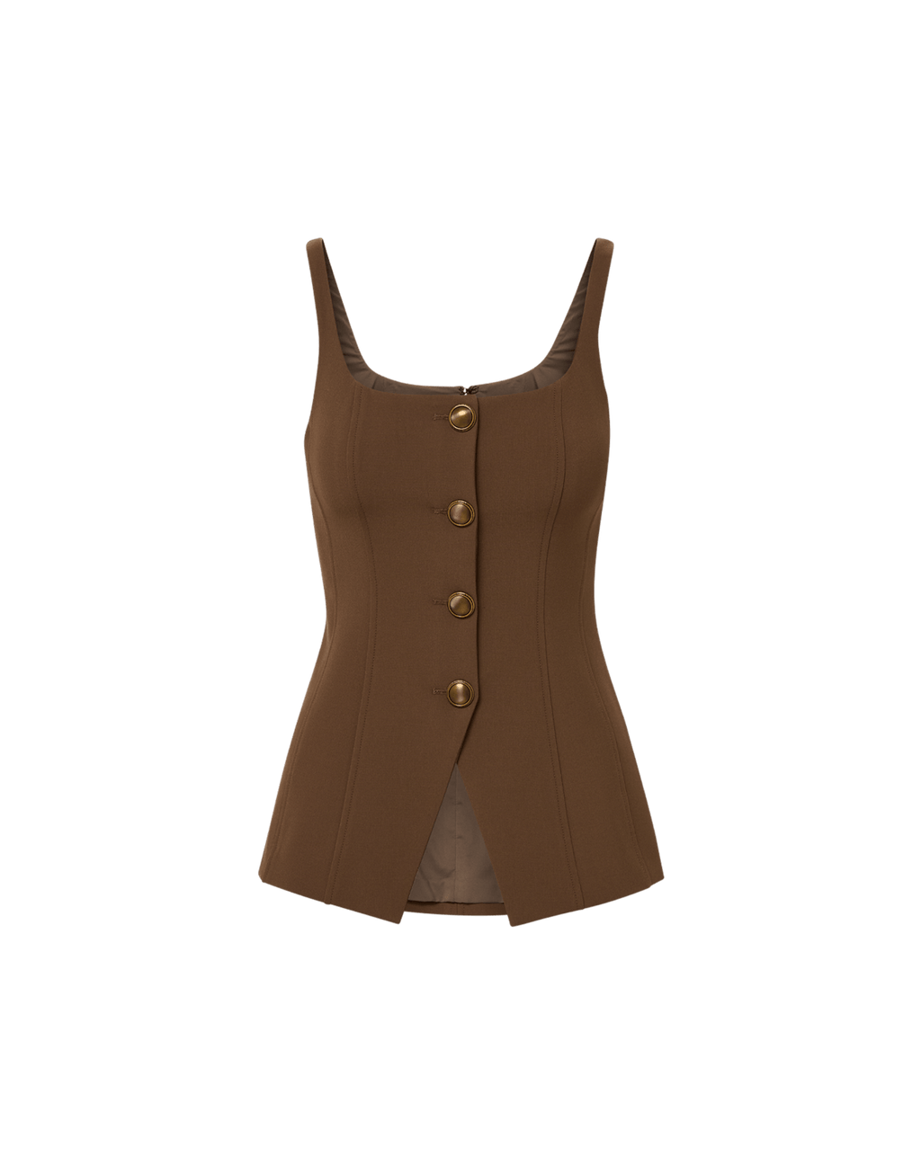 Veronica Beard Liana Button-Up Vest - Walnut